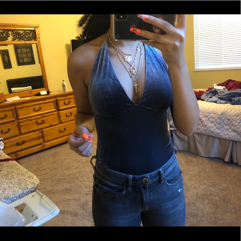 Grey velvet bodysuit